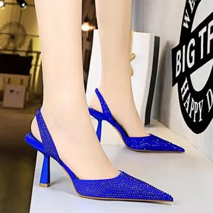Women’s fashion crystal buckle slingback high heels from 𝕄𝕮 𝕋𝕙𝕖 𝔹𝕝𝕒𝕔𝕜 𝔻𝕚𝕒𝕞𝕠�