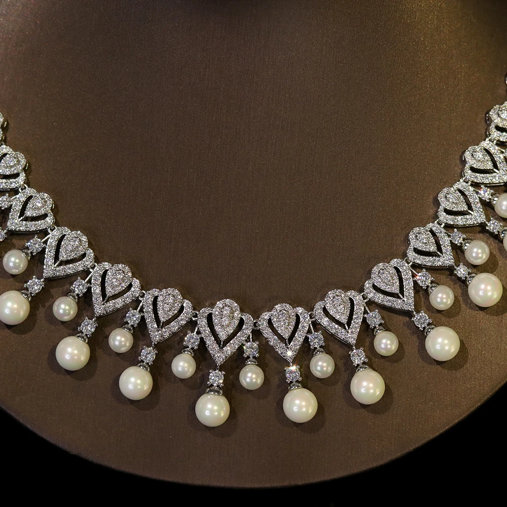 Elegant pearl necklace for women, showcasing a string of lustrous white pearls on a delicate jewelry piece.