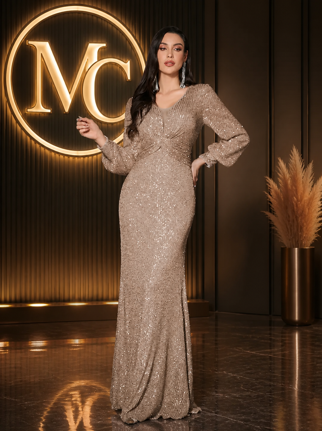 MC The Black Diamond twisted long maxi dress featuring a flowing silhouette and intricate twisted design, perfect for elegant occasions.