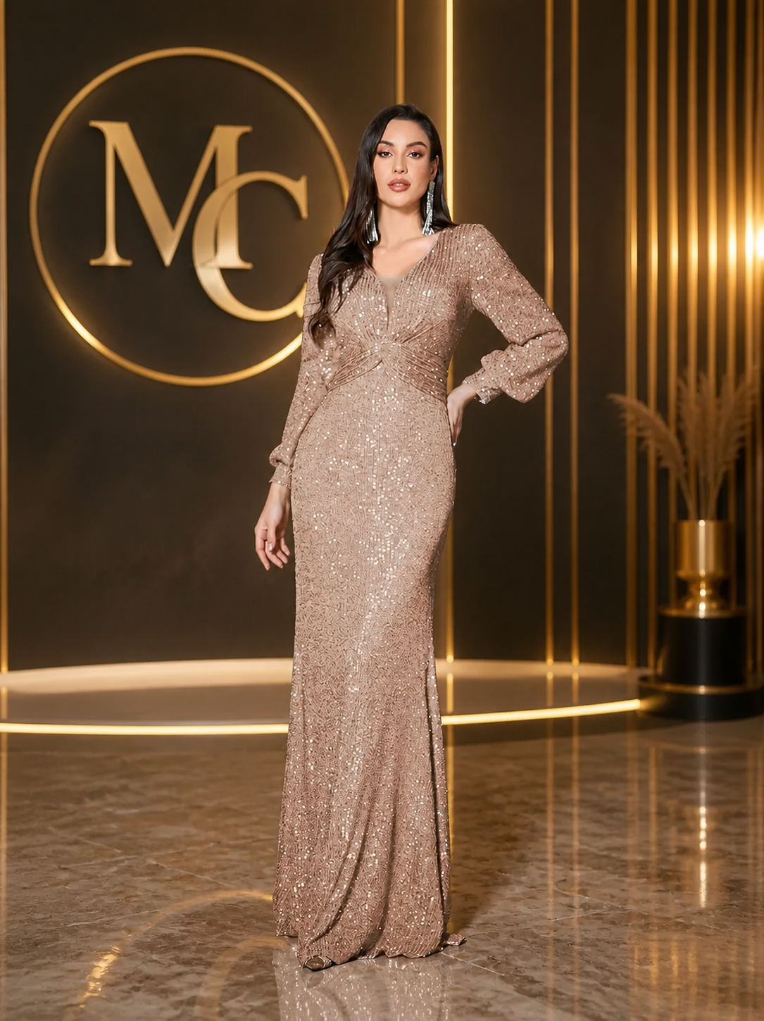 Elegant MC THE BLACK DIAMOND MC New Twisted Long Maxi Dress displayed in soft fabric with twisted design details.
