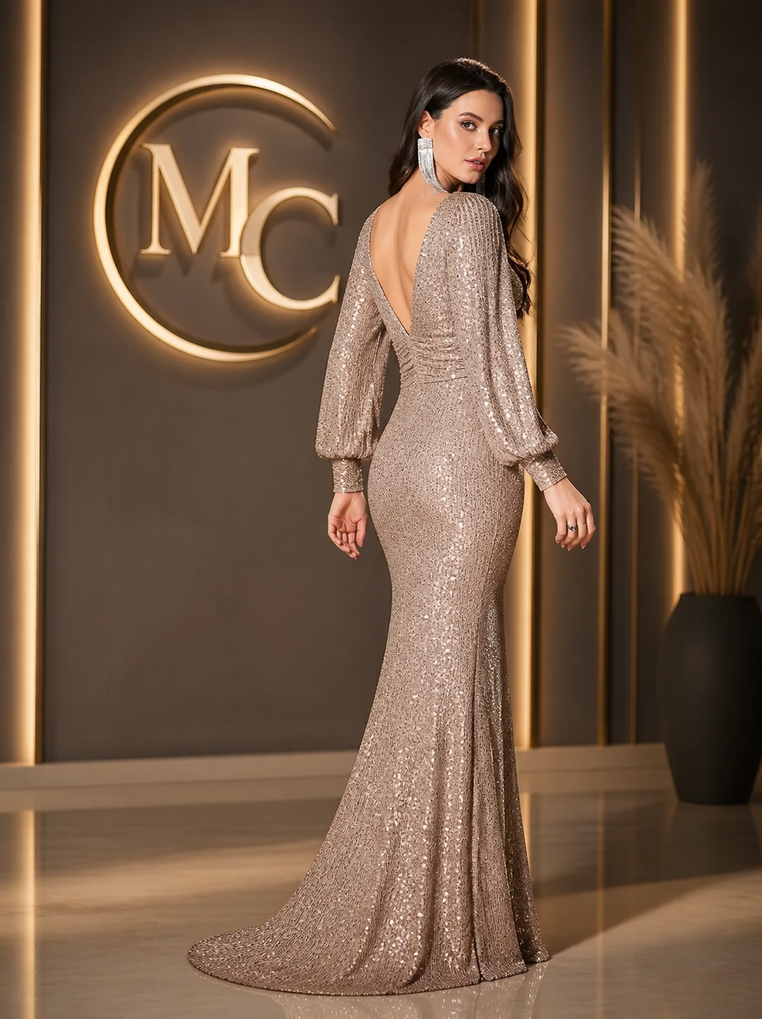 MC THE BLACK DIAMOND twisted long maxi dress from MC BRAND featuring a flowing silhouette and intricate design details.