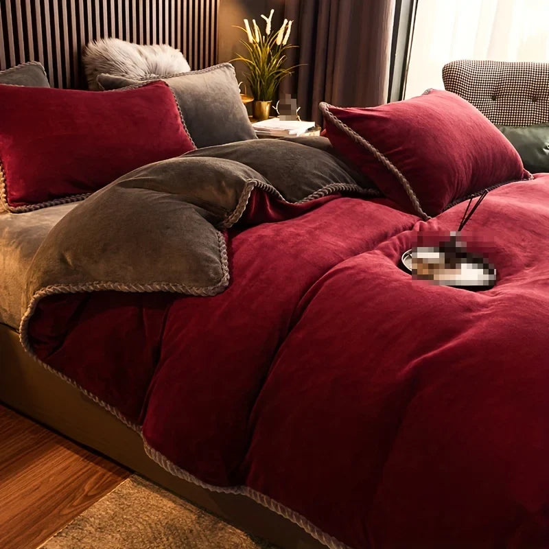 Modern style double-sided milk velvet winter duvet cover by MC The Black Diamonds, showcasing soft, luxurious fabric and elegant design.